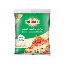 President grated mozzarella and cheddar cheese 8*450 g