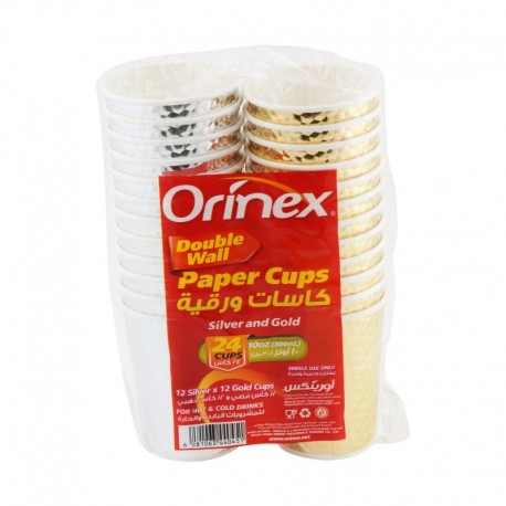 ORINEX SILVER & GOLD PAPER CUP 24 X 10 OZ